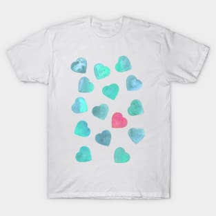 One heart in a million - turquoise and pink T-Shirt